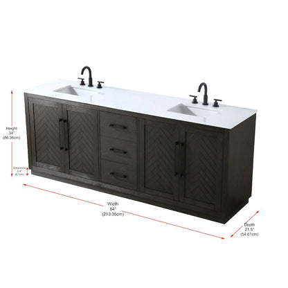 84 inch Double Bathroom Vanity in Chocolate Oak