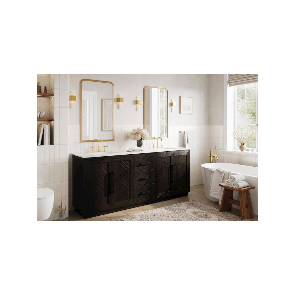 84 inch Double Bathroom Vanity in Chocolate Oak