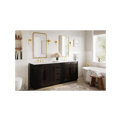 84 inch Double Bathroom Vanity in Chocolate Oak