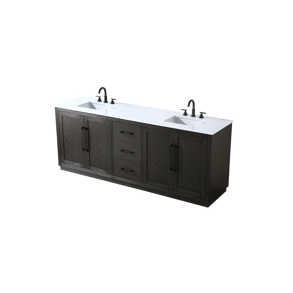 84 inch Double Bathroom Vanity in Chocolate Oak
