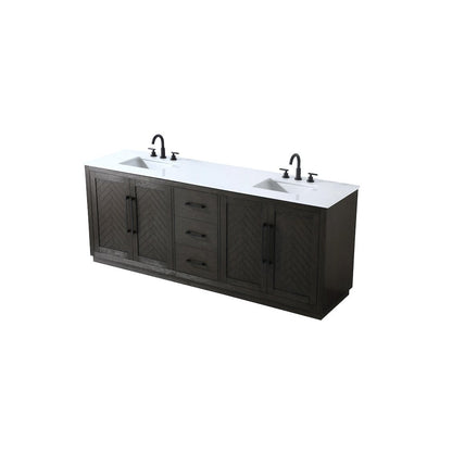 84 inch Double Bathroom Vanity in Chocolate Oak