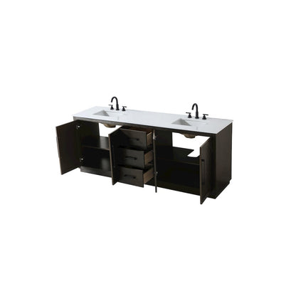 84 inch Double Bathroom Vanity in Chocolate Oak