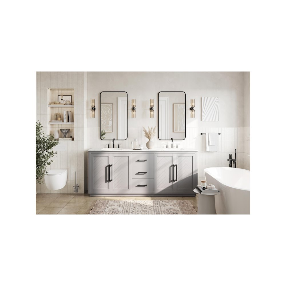 84 inch Double Bathroom Vanity in Grey