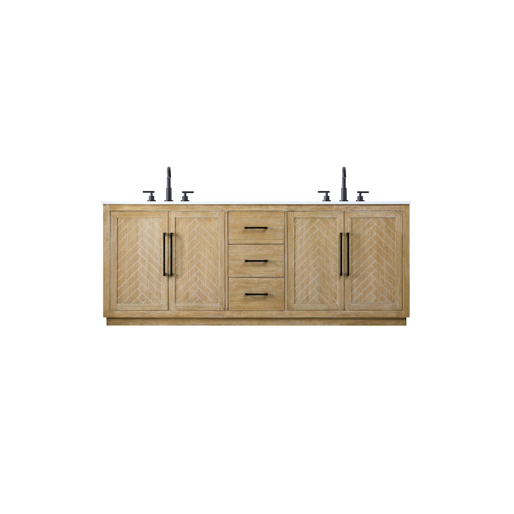 84 inch Double Bathroom Vanity in Linen Oak
