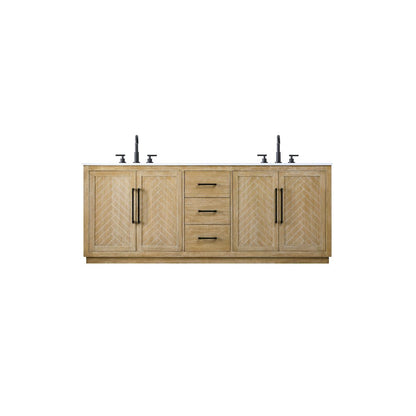 84 inch Double Bathroom Vanity in Linen Oak