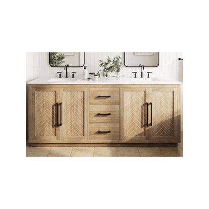 84 inch Double Bathroom Vanity in Linen Oak