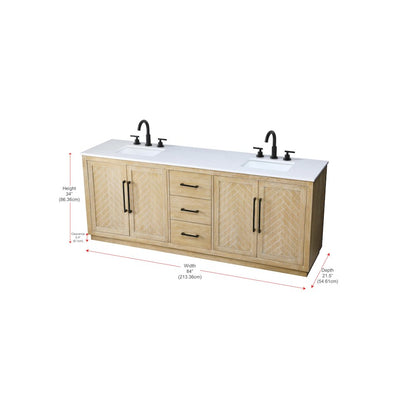 84 inch Double Bathroom Vanity in Linen Oak