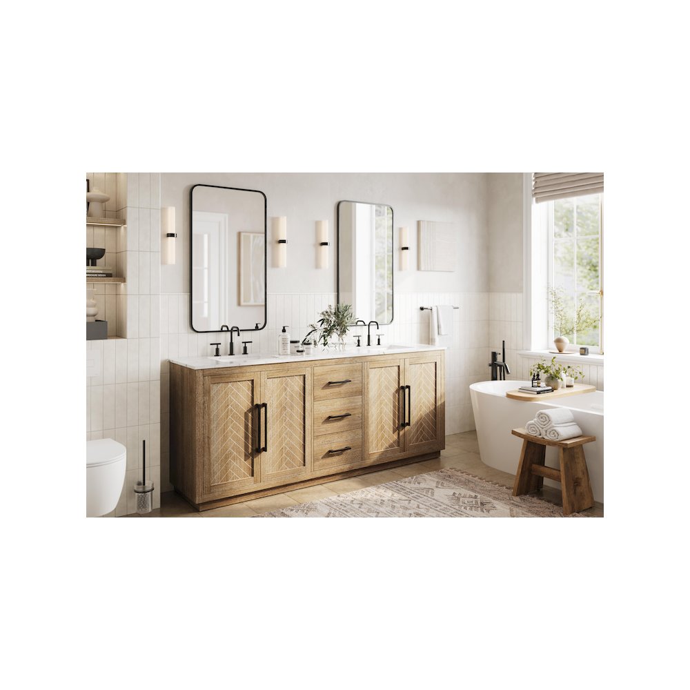 84 inch Double Bathroom Vanity in Linen Oak