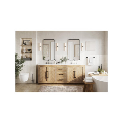 84 inch Double Bathroom Vanity in Linen Oak