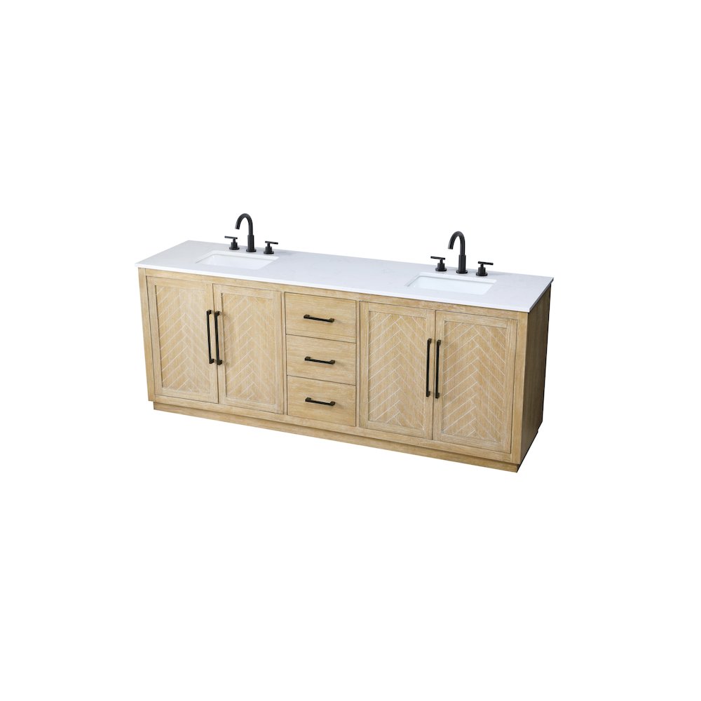 84 inch Double Bathroom Vanity in Linen Oak