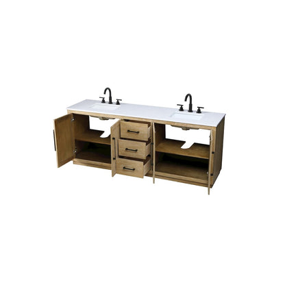 84 inch Double Bathroom Vanity in Linen Oak