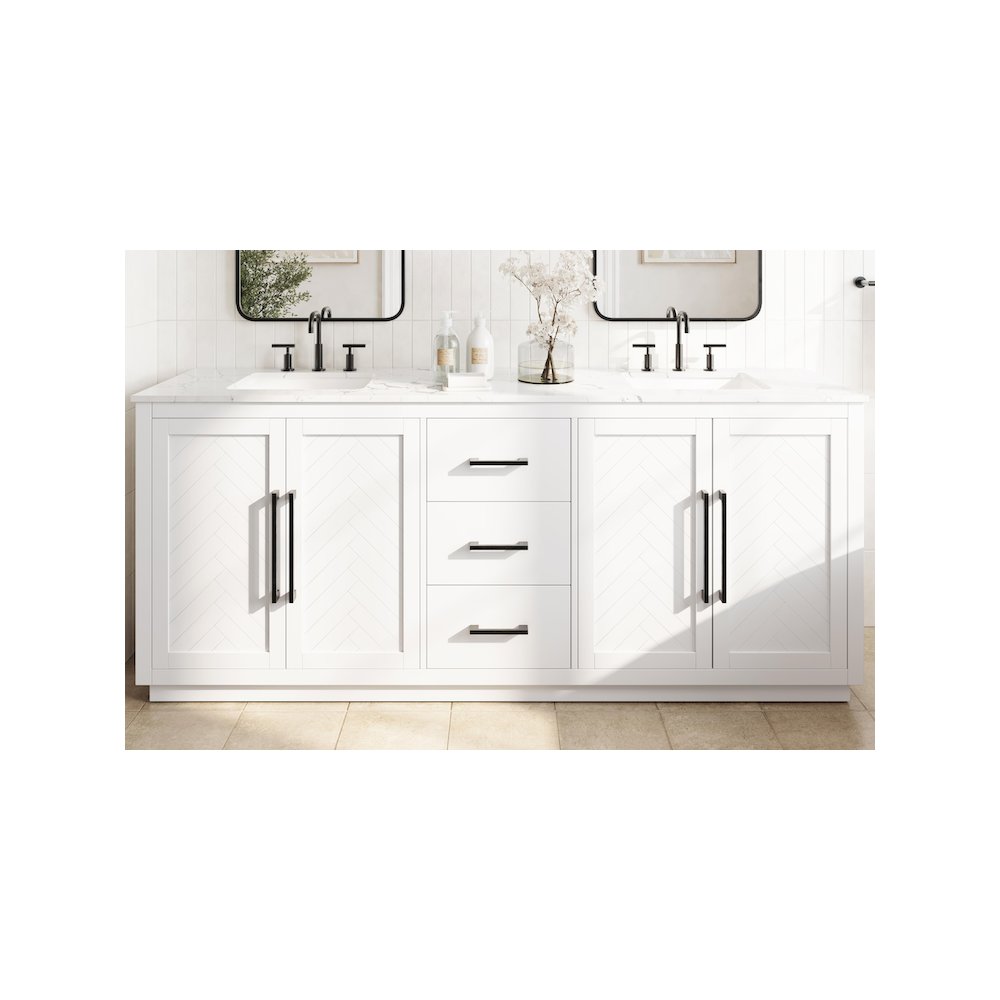 84 inch Double Bathroom Vanity in White
