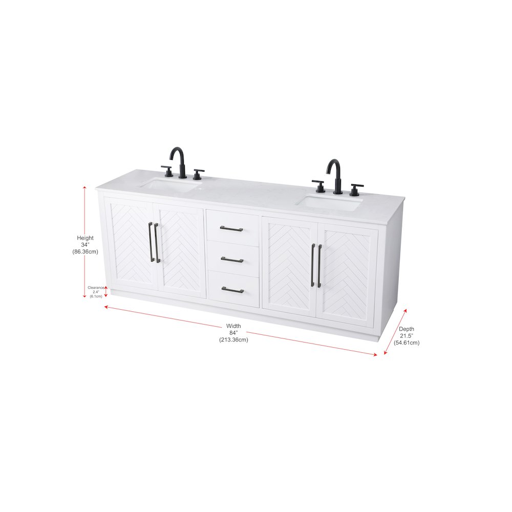 84 inch Double Bathroom Vanity in White