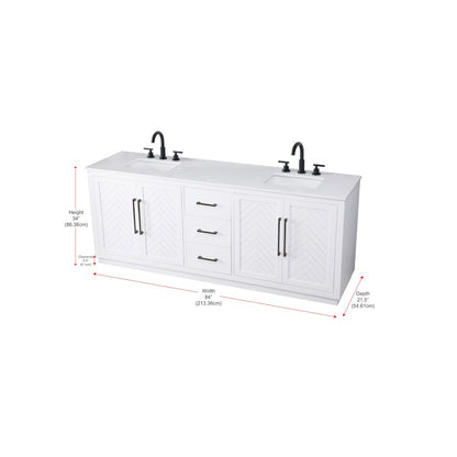 84 inch Double Bathroom Vanity in White