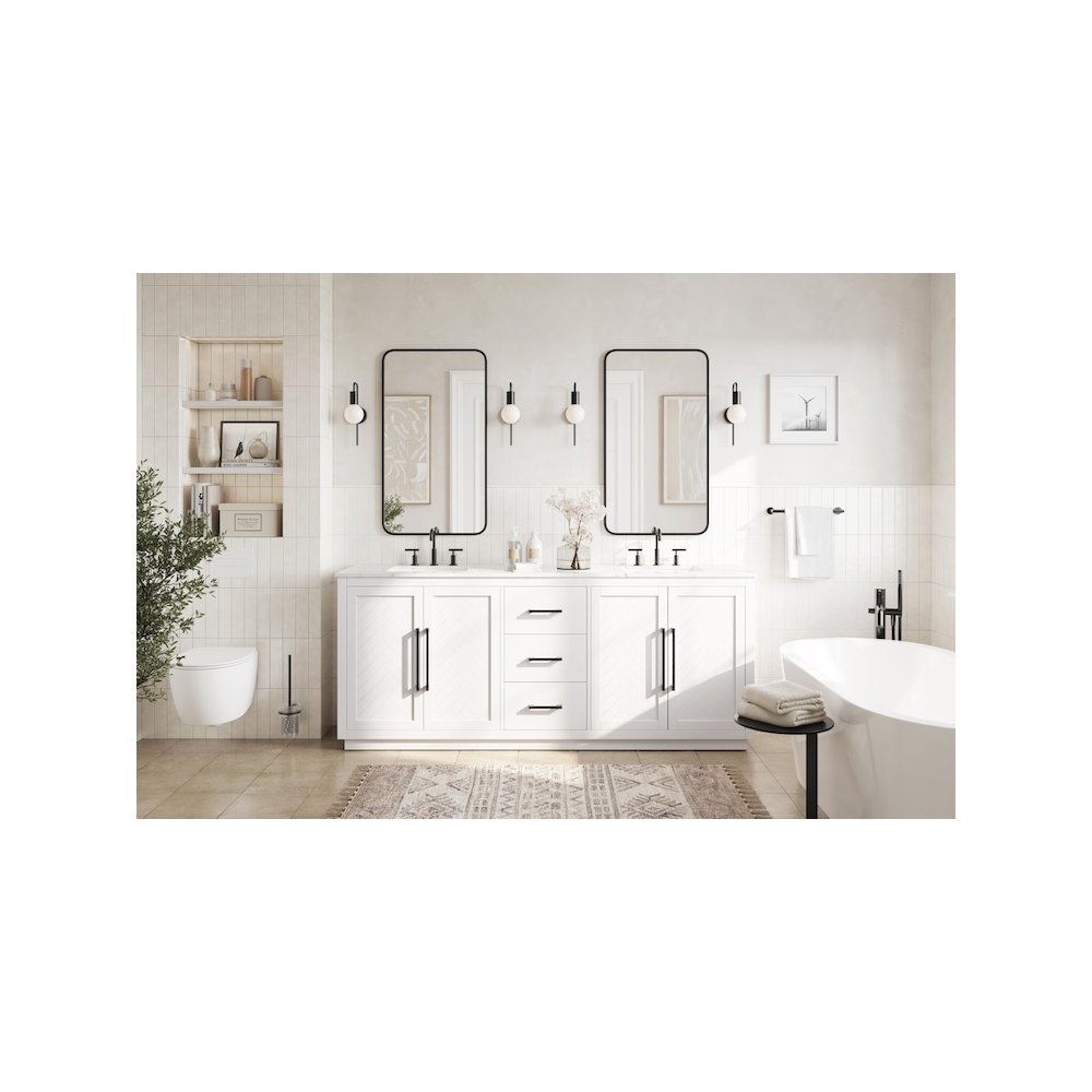 84 inch Double Bathroom Vanity in White