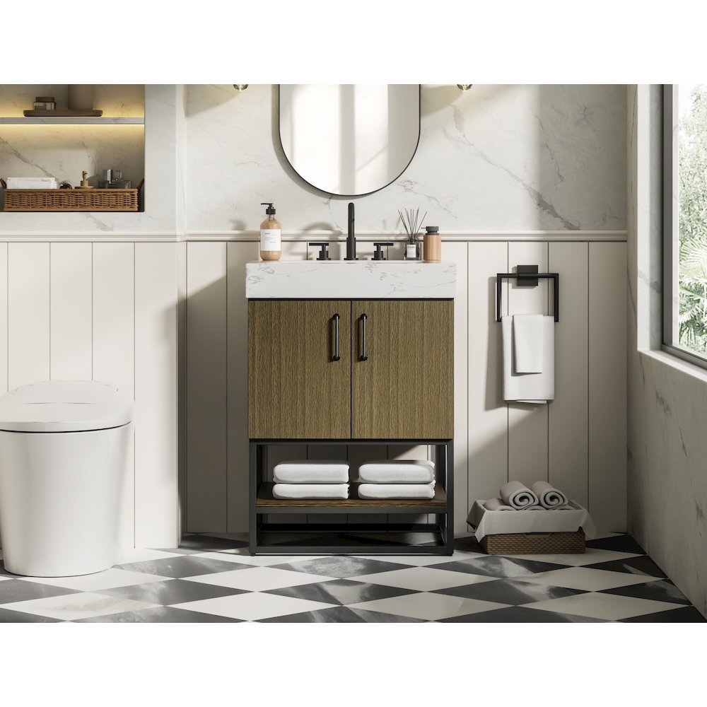 24 inch Single Bathroom Vanity in Chestnut Brown