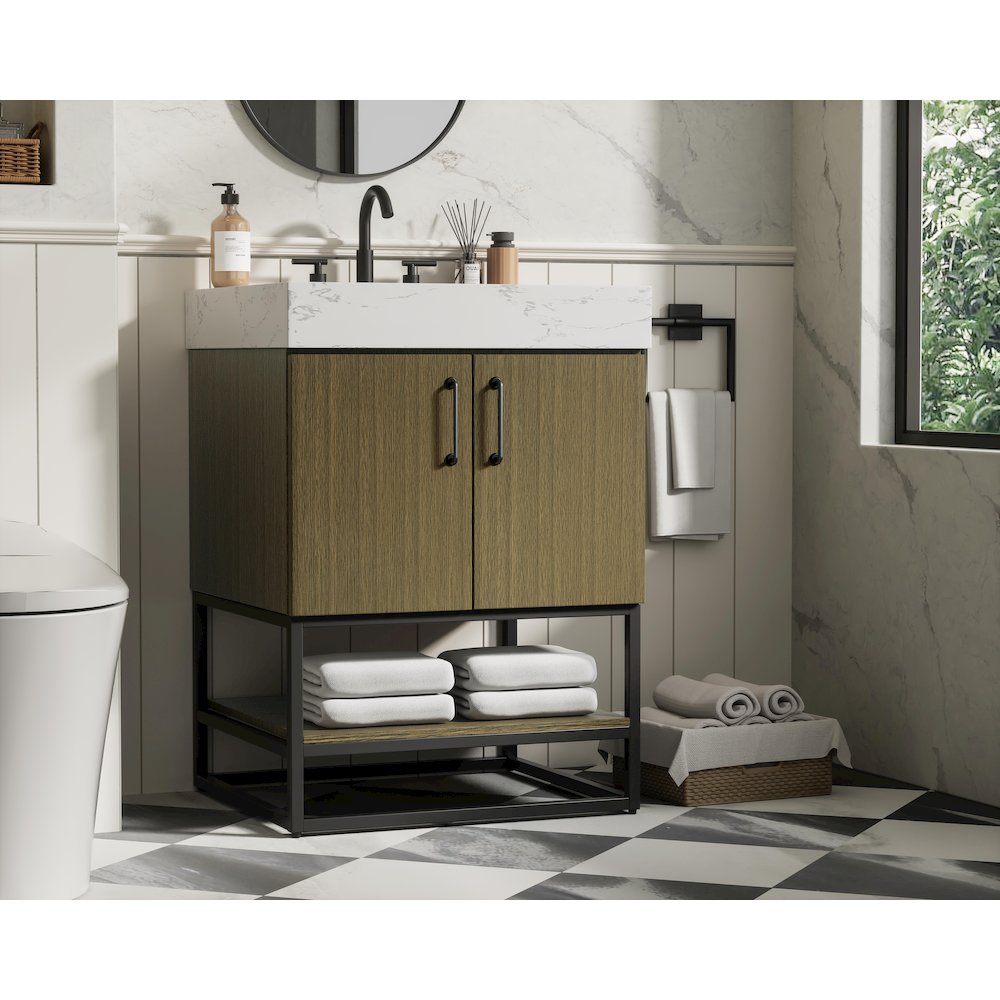 24 inch Single Bathroom Vanity in Chestnut Brown