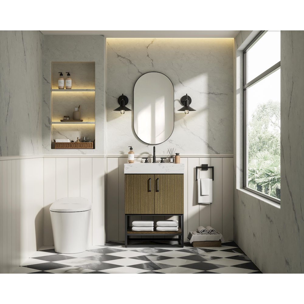 24 inch Single Bathroom Vanity in Chestnut Brown