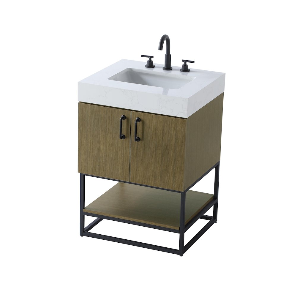 24 inch Single Bathroom Vanity in Chestnut Brown