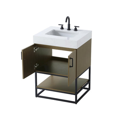 24 inch Single Bathroom Vanity in Chestnut Brown