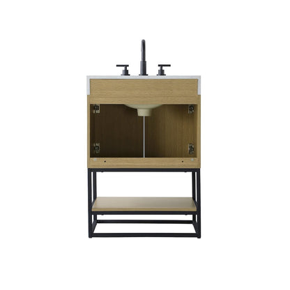 24 inch Single Bathroom Vanity in  Honey Brown
