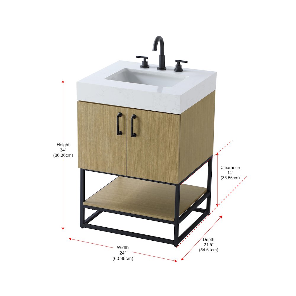 24 inch Single Bathroom Vanity in  Honey Brown