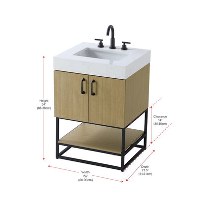24 inch Single Bathroom Vanity in  Honey Brown