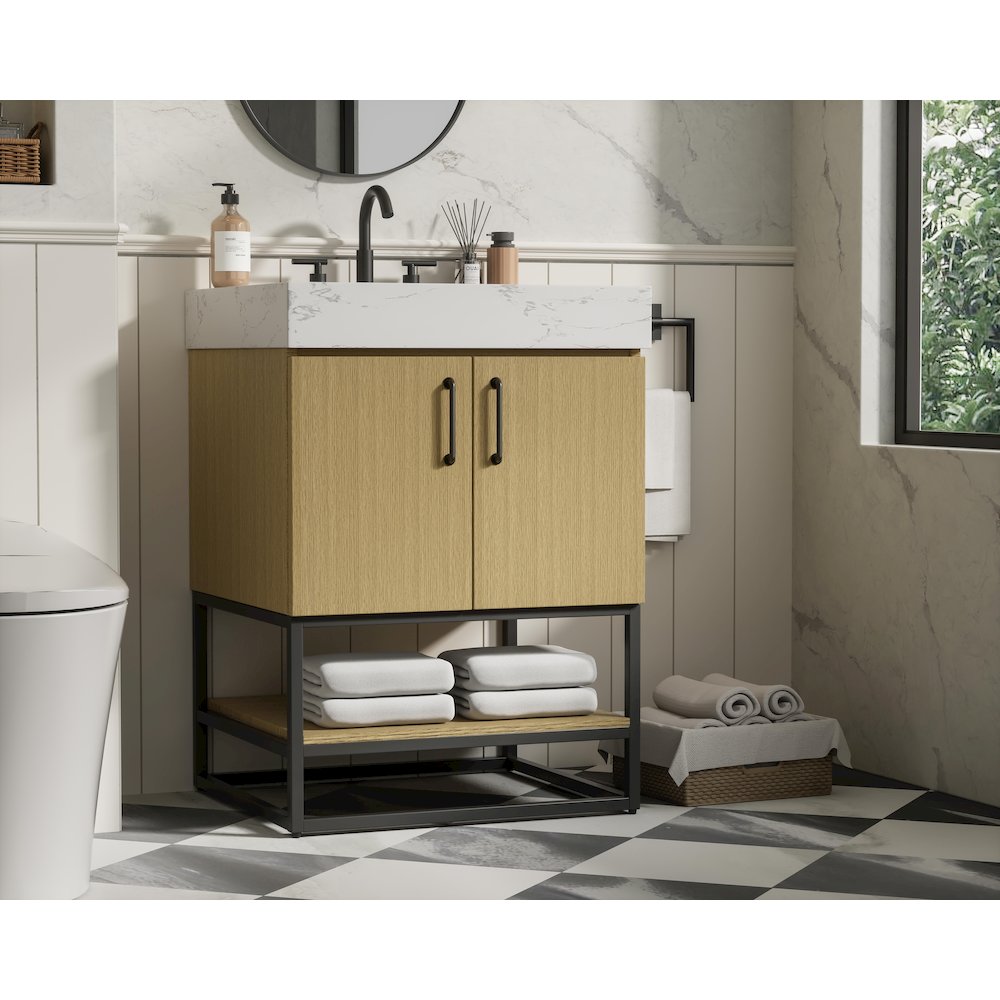 24 inch Single Bathroom Vanity in  Honey Brown