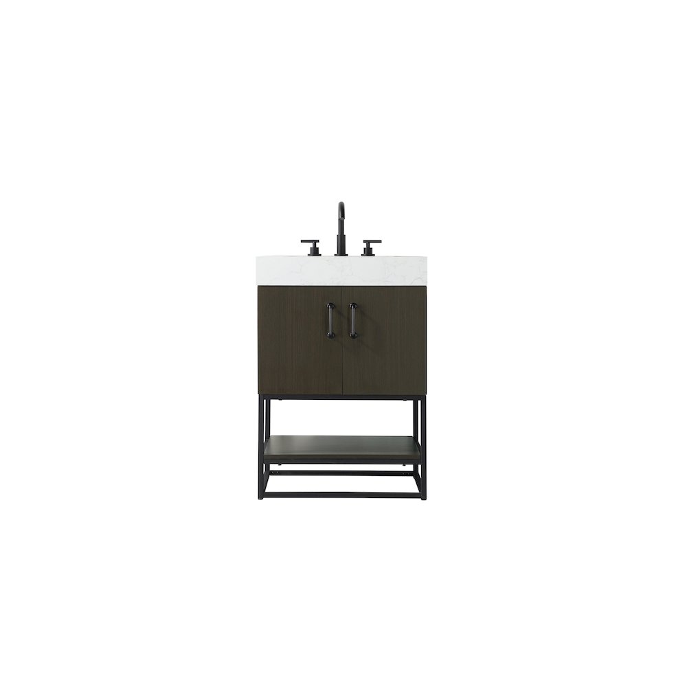 24 inch Single Bathroom Vanity in Mocha Brown
