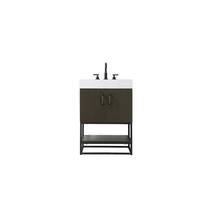 24 inch Single Bathroom Vanity in Mocha Brown