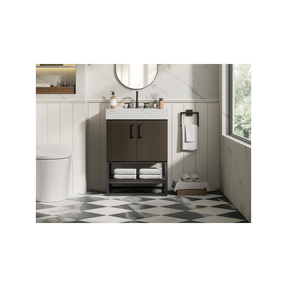 24 inch Single Bathroom Vanity in Mocha Brown