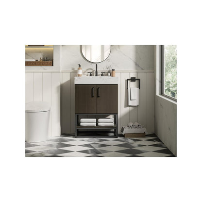 24 inch Single Bathroom Vanity in Mocha Brown