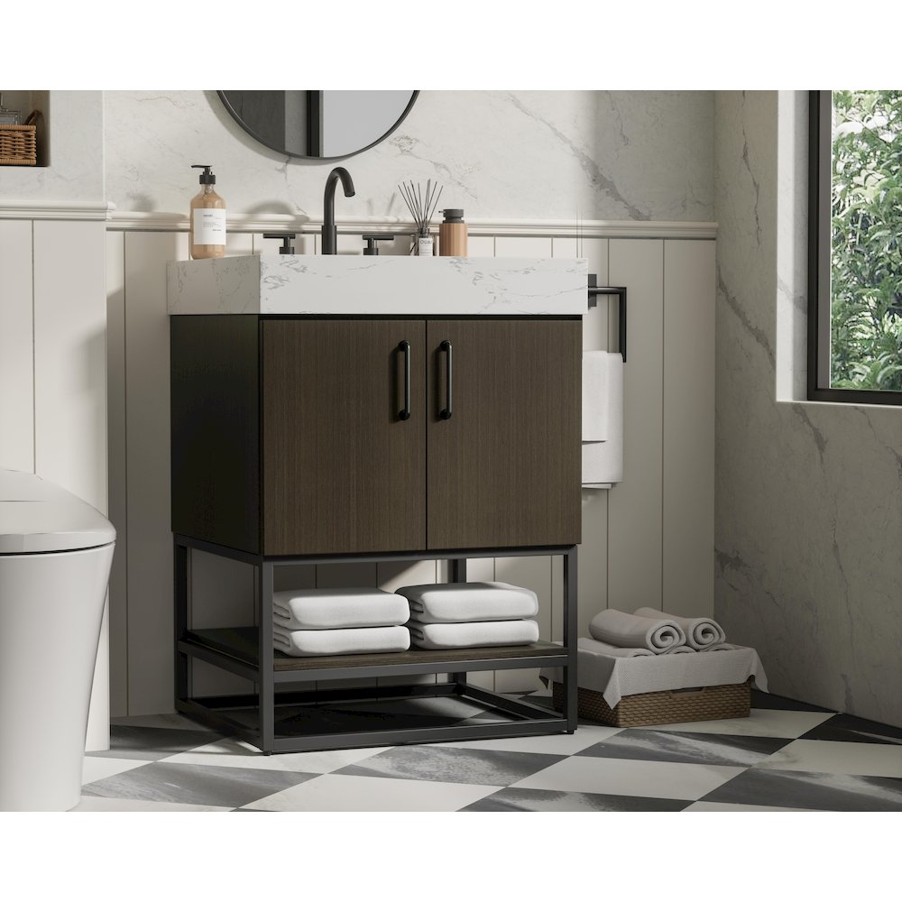 24 inch Single Bathroom Vanity in Mocha Brown