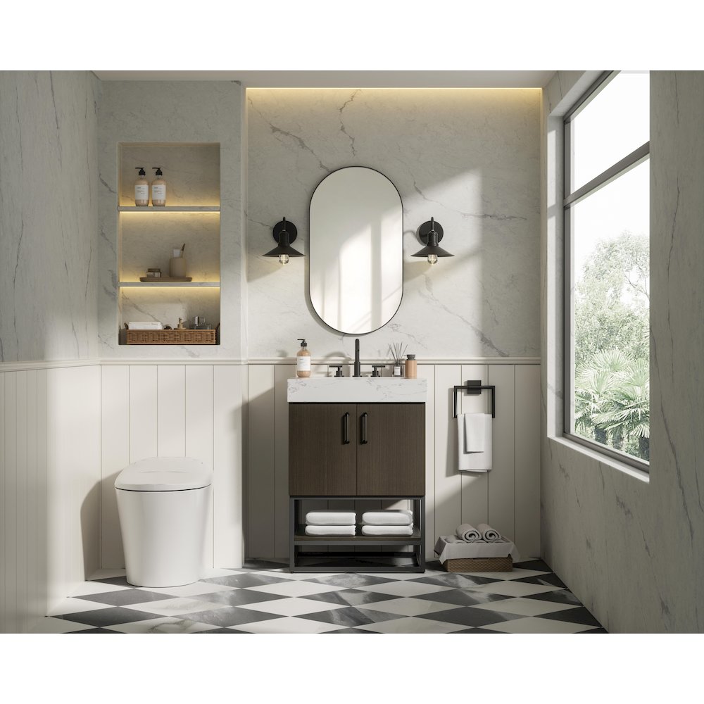 24 inch Single Bathroom Vanity in Mocha Brown