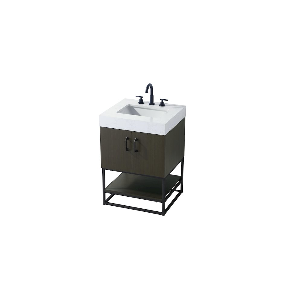 24 inch Single Bathroom Vanity in Mocha Brown