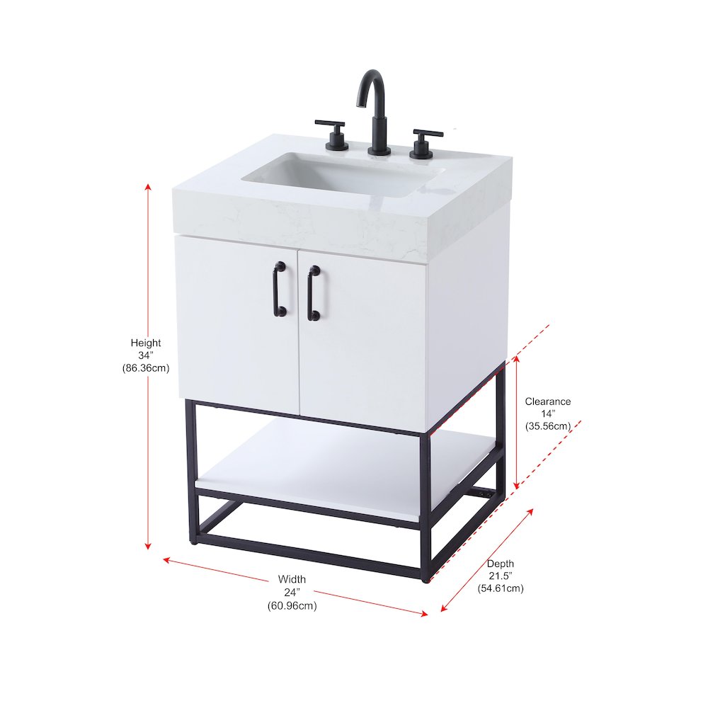 24 inch Single Bathroom Vanity in White