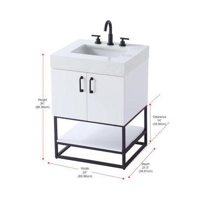 24 inch Single Bathroom Vanity in White