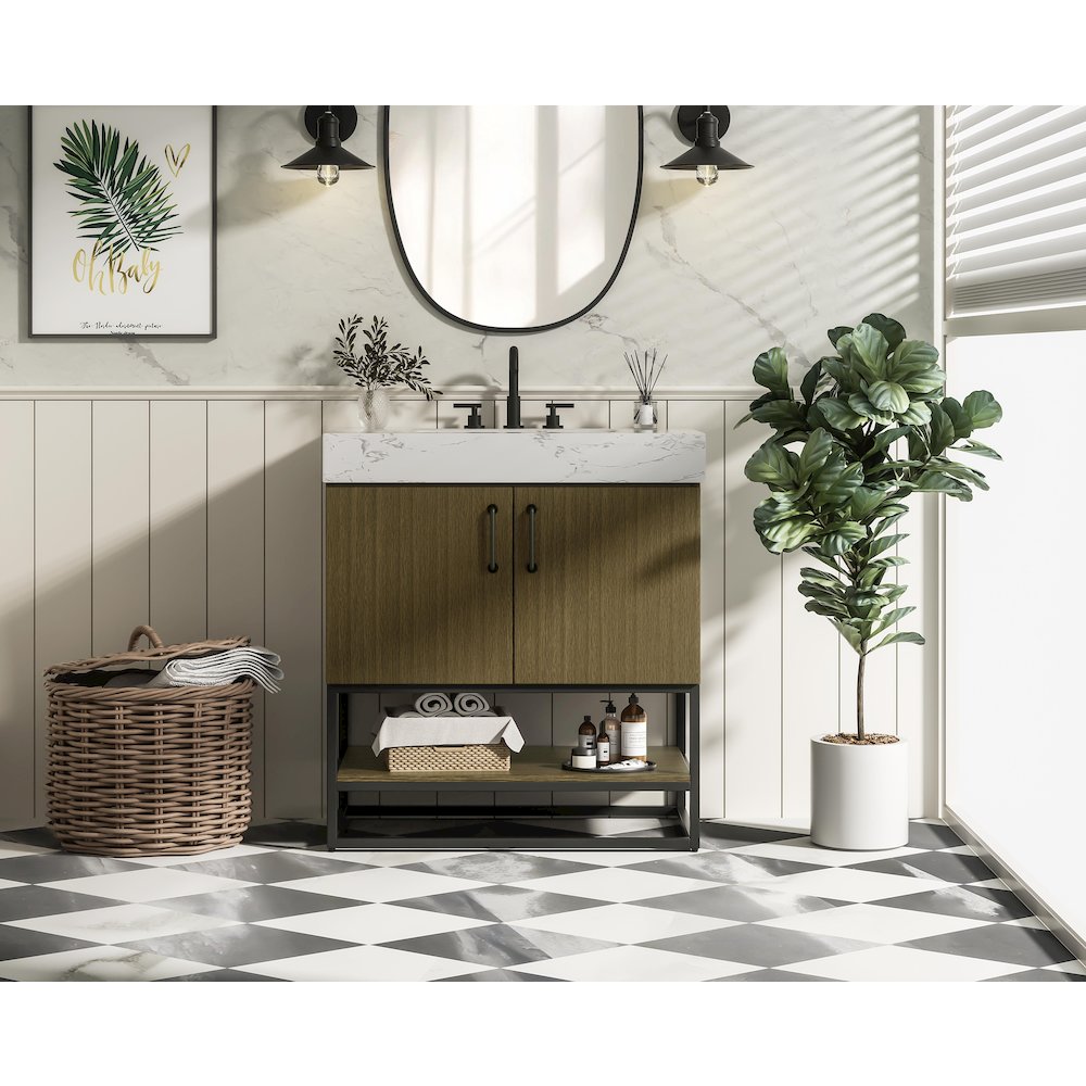 30 inch Single Bathroom Vanity in Chestnut Brown