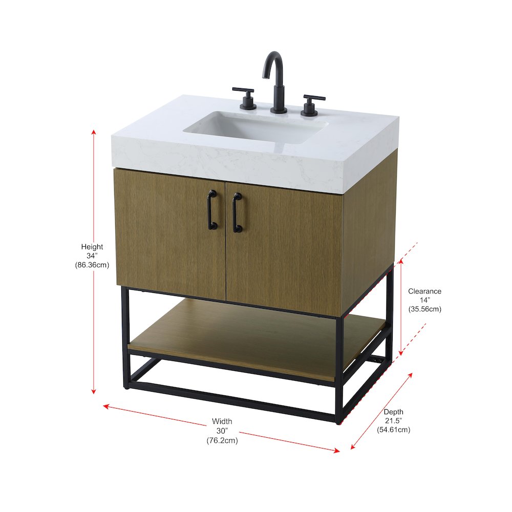 30 inch Single Bathroom Vanity in Chestnut Brown