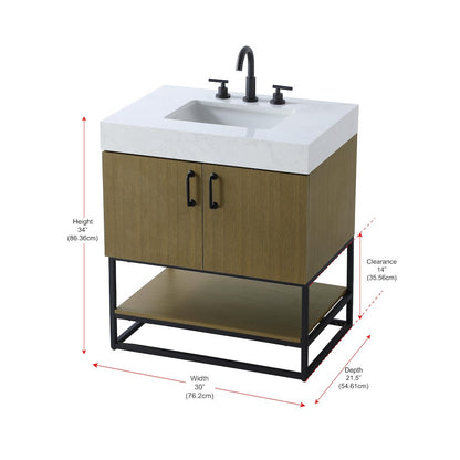 30 inch Single Bathroom Vanity in Chestnut Brown