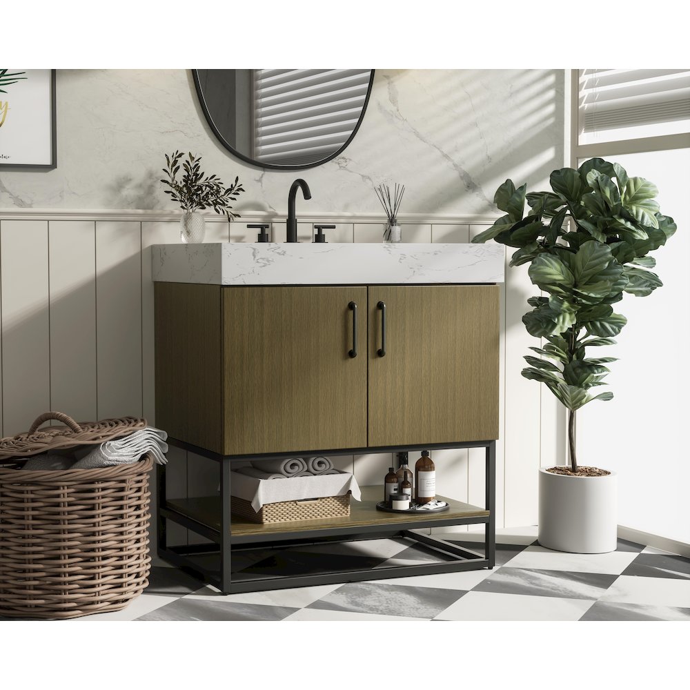 30 inch Single Bathroom Vanity in Chestnut Brown