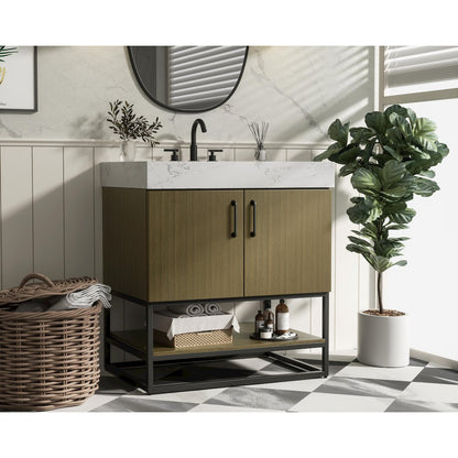 30 inch Single Bathroom Vanity in Chestnut Brown