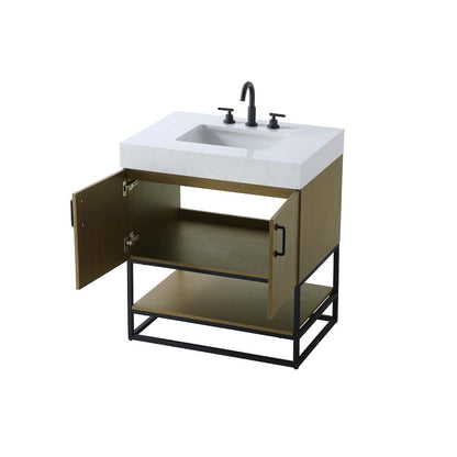 30 inch Single Bathroom Vanity in Chestnut Brown