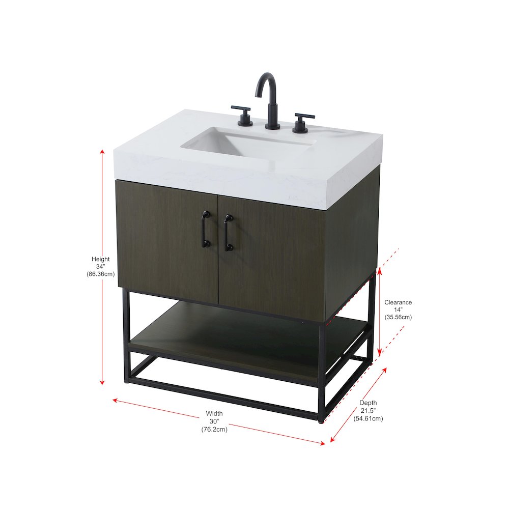 30 inch Single Bathroom Vanity in Mocha Brown