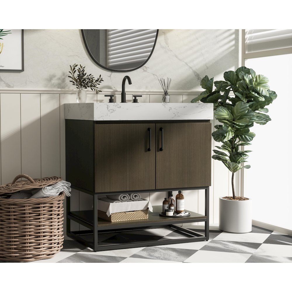 30 inch Single Bathroom Vanity in Mocha Brown