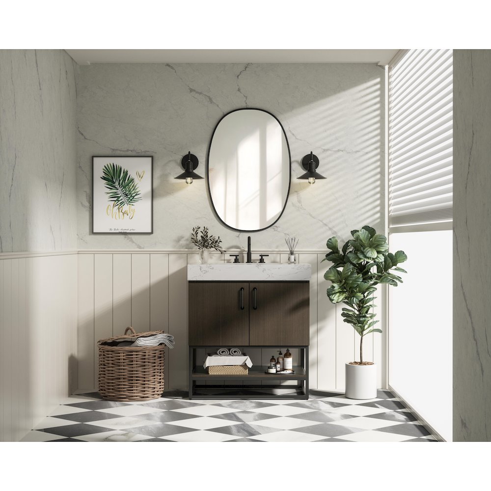 30 inch Single Bathroom Vanity in Mocha Brown