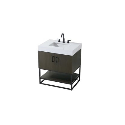 30 inch Single Bathroom Vanity in Mocha Brown