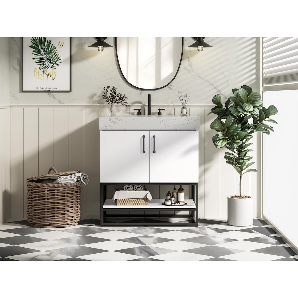 30 inch Single Bathroom Vanity in White