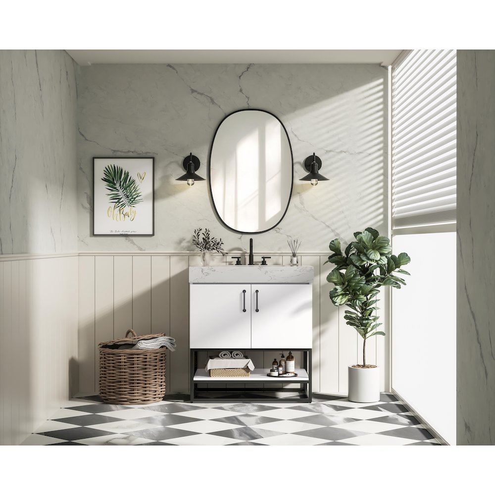 30 inch Single Bathroom Vanity in White