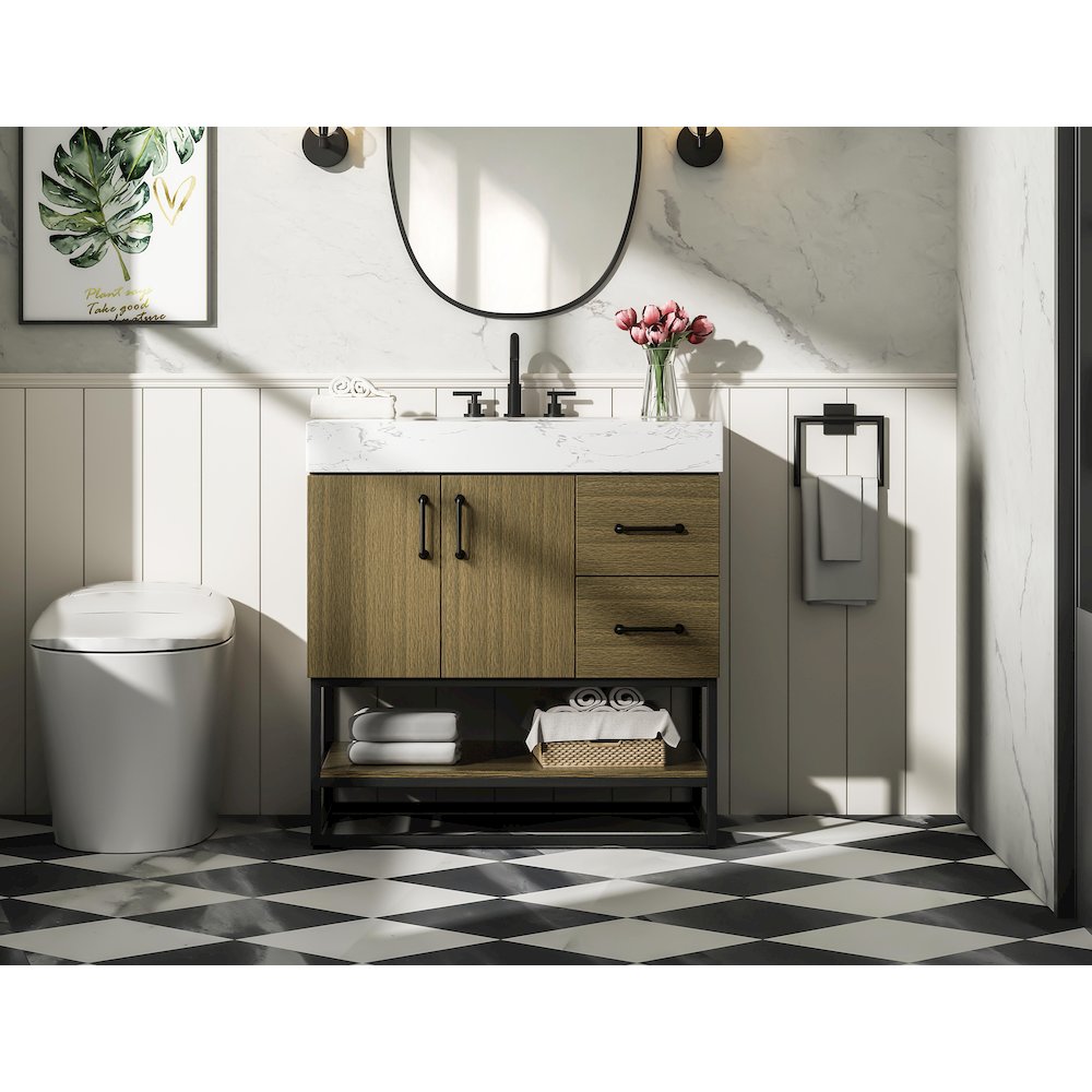 32 inch Single Bathroom Vanity in Chestnut Brown